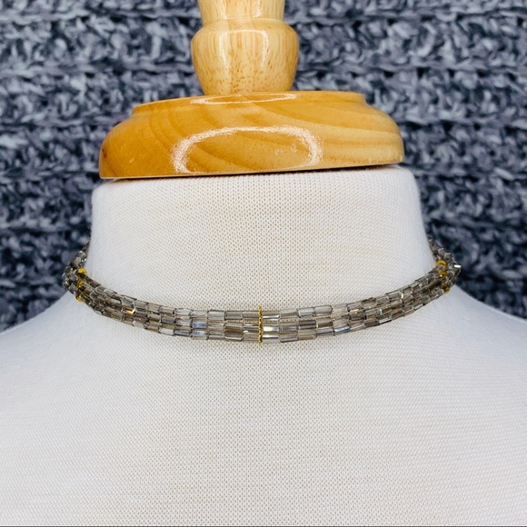 3 String Sliver Beaded Choker Necklace - Picture 1 of 8